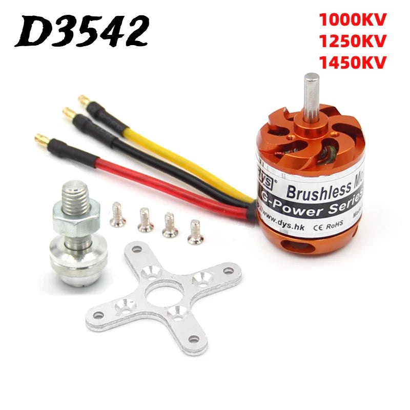 Moteur Brushless D3542 1450KV – Pour Avion RC Fixe, Poussée 1420g, 690W – Métal, Arbre 5mm